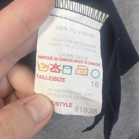 Vintage 90s Brooke Chapman Navy Oversize Blouse Button-Up Camp Collar US 16 - Picture 7 of 10